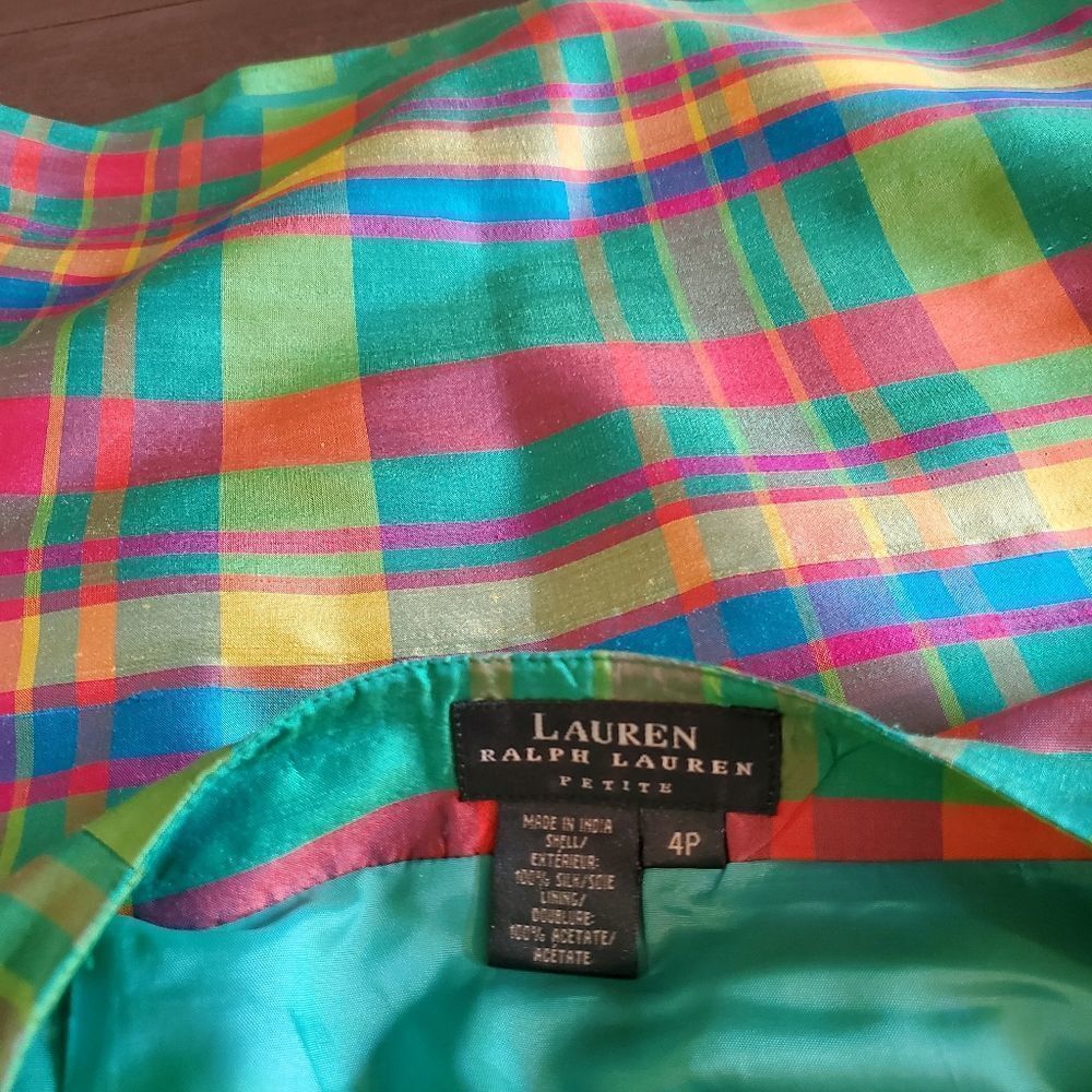 New Lauren Ralph Lauren Short Silk Madras Pencil Skirt - Picture 7 of 7